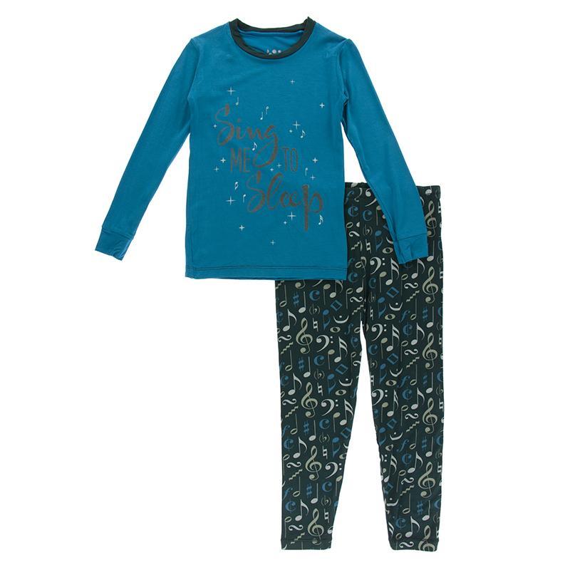 KicKee Pants Long Sleeve Graphic Tee Pajama Set (Pine Music Class)-Apparel-KicKee Pants--babyandme.ca