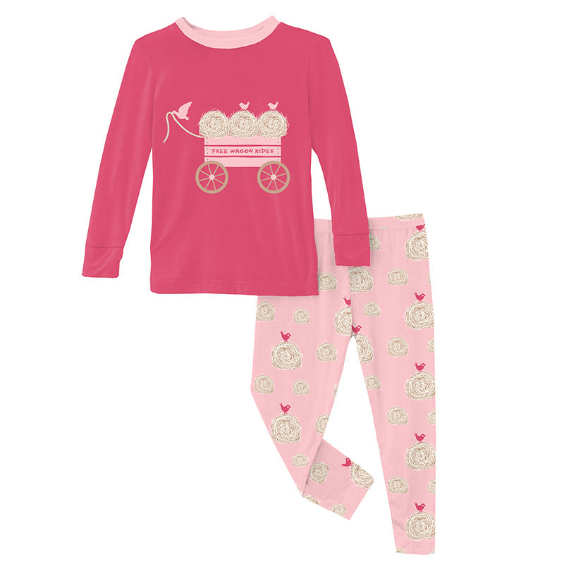 KicKee Pants Long Sleeve PJ Set (Lotus Hay Bales)-Apparel-KicKee Pants--babyandme.ca