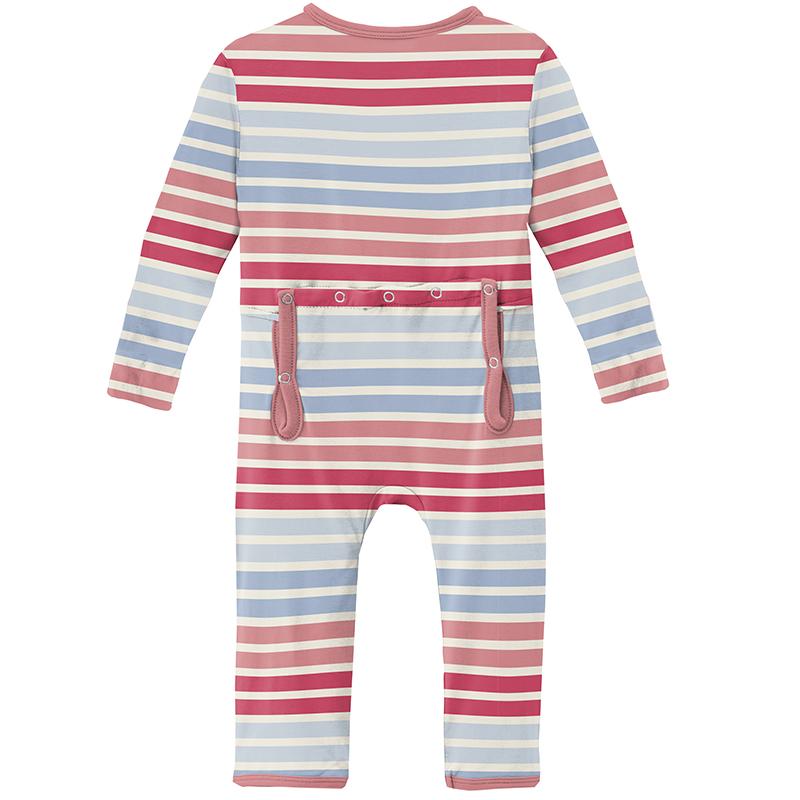 KicKee Pants Print Coverall with Zipper (Cotton Candy Stripe)