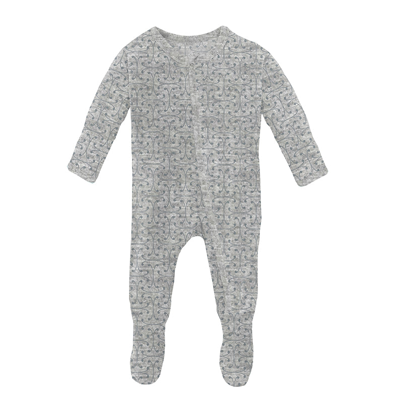 KicKee Pants Print Footie with Zipper (Road Trip Lattice)-Apparel-KicKee Pants--babyandme.ca