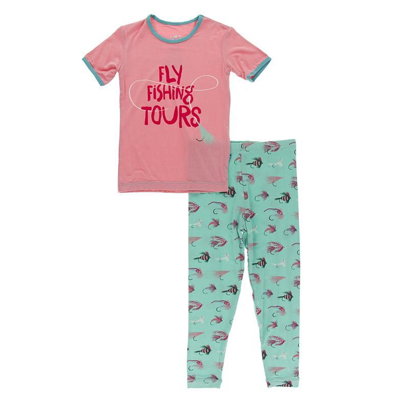 KicKee Pants Print Short Sleeve Pajama Set (Glass Fishing Flies)-Apparel-KicKee Pants--babyandme.ca