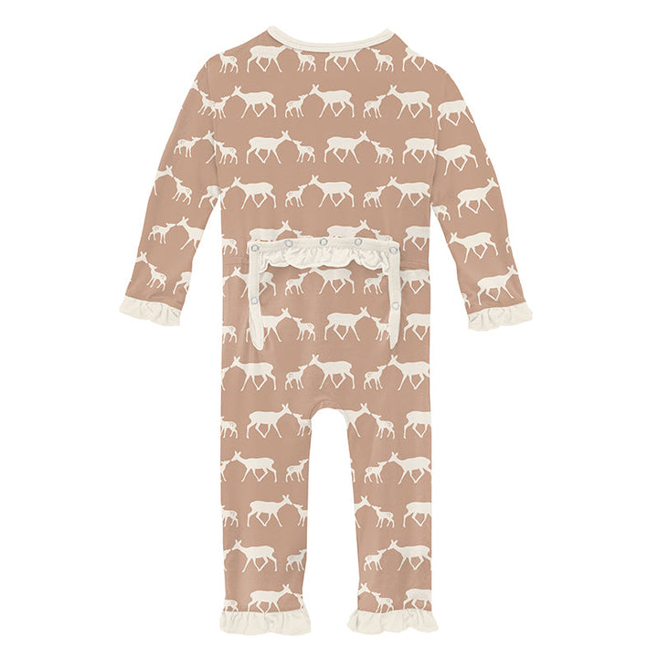 KicKee Pants Zippered Ruffle Coverall (Doe & Fawn)-Apparel-KicKee Pants--babyandme.ca