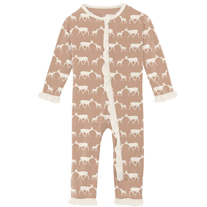 KicKee Pants Zippered Ruffle Coverall (Doe & Fawn)-Apparel-KicKee Pants--babyandme.ca