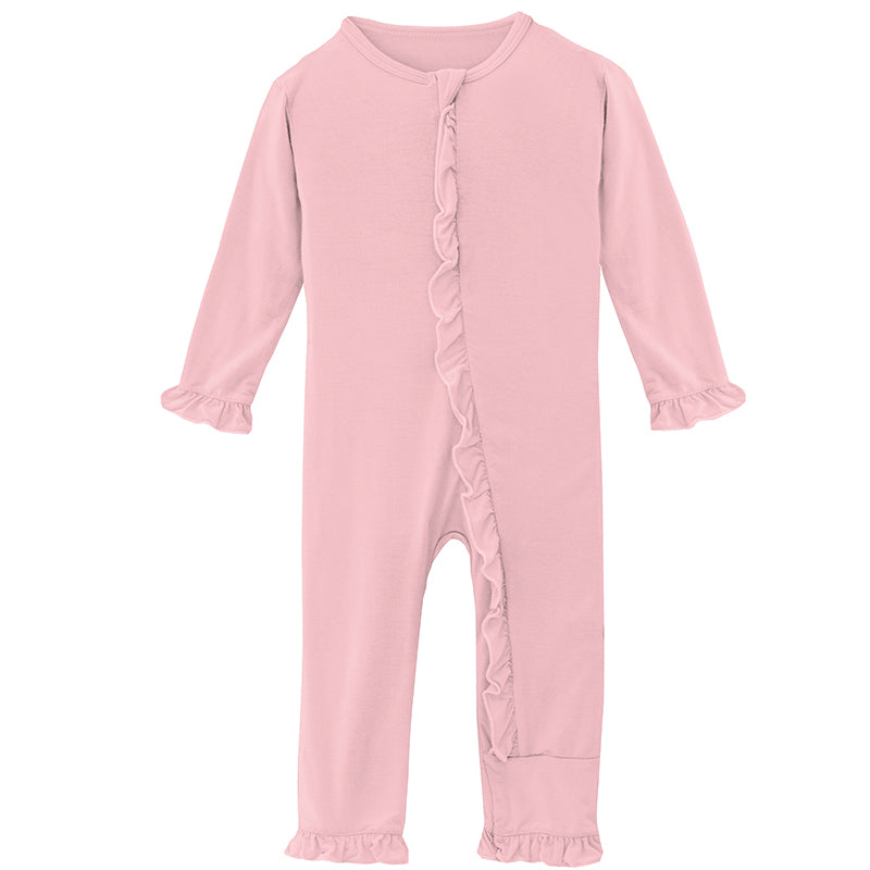 KicKee Pants Zippered Ruffle Coverall (Lotus)-Apparel-KicKee Pants--babyandme.ca