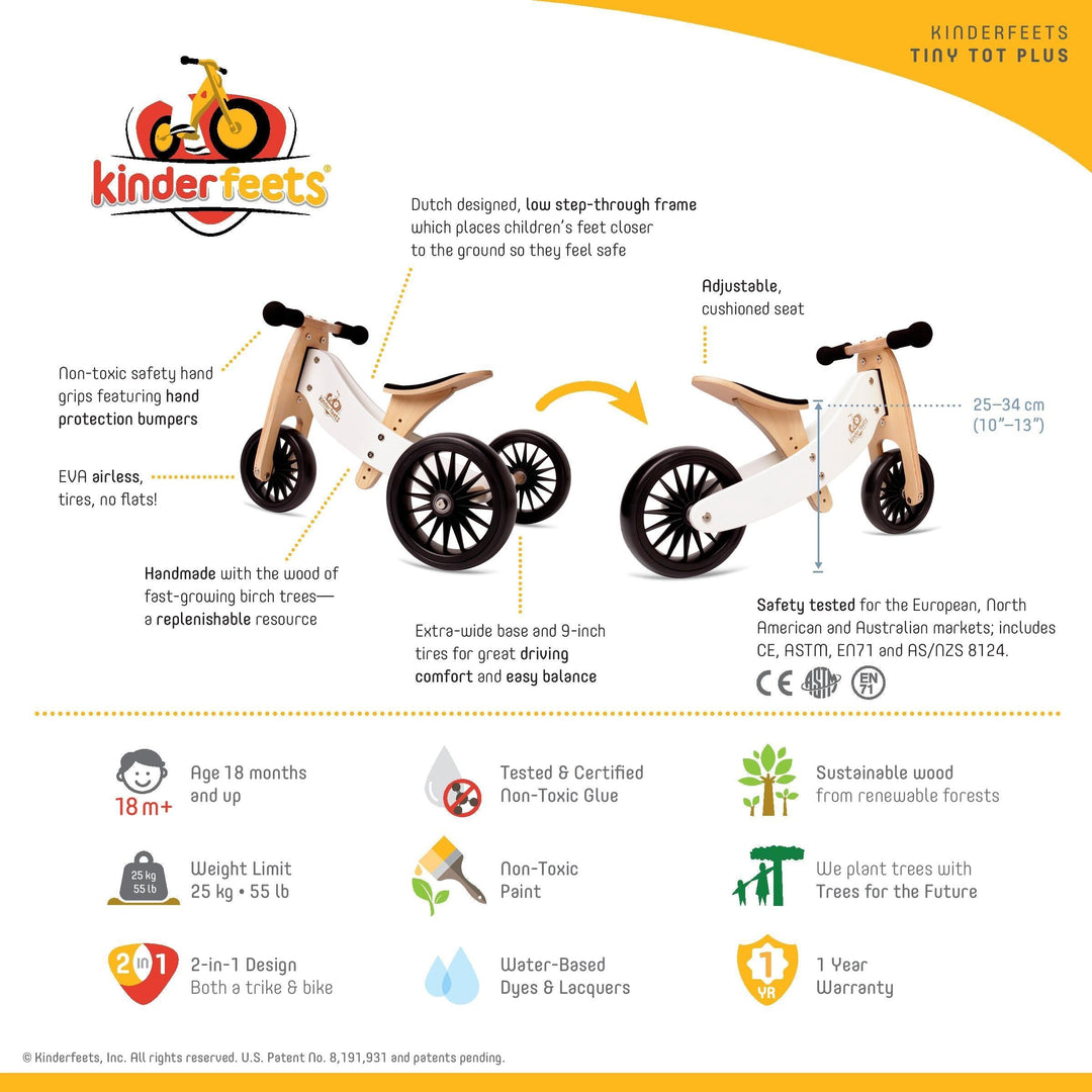 Kinderfeets Tiny Tot PLUS 2-in-1 Bike (Silver Sage)-Toys & Learning-Kinderfeets-027022 SS-babyandme.ca