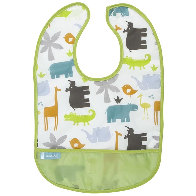 Kushies Cleanbib 12 Months+ (White Jungle)-Feeding-Kushies-025877 WJ-babyandme.ca