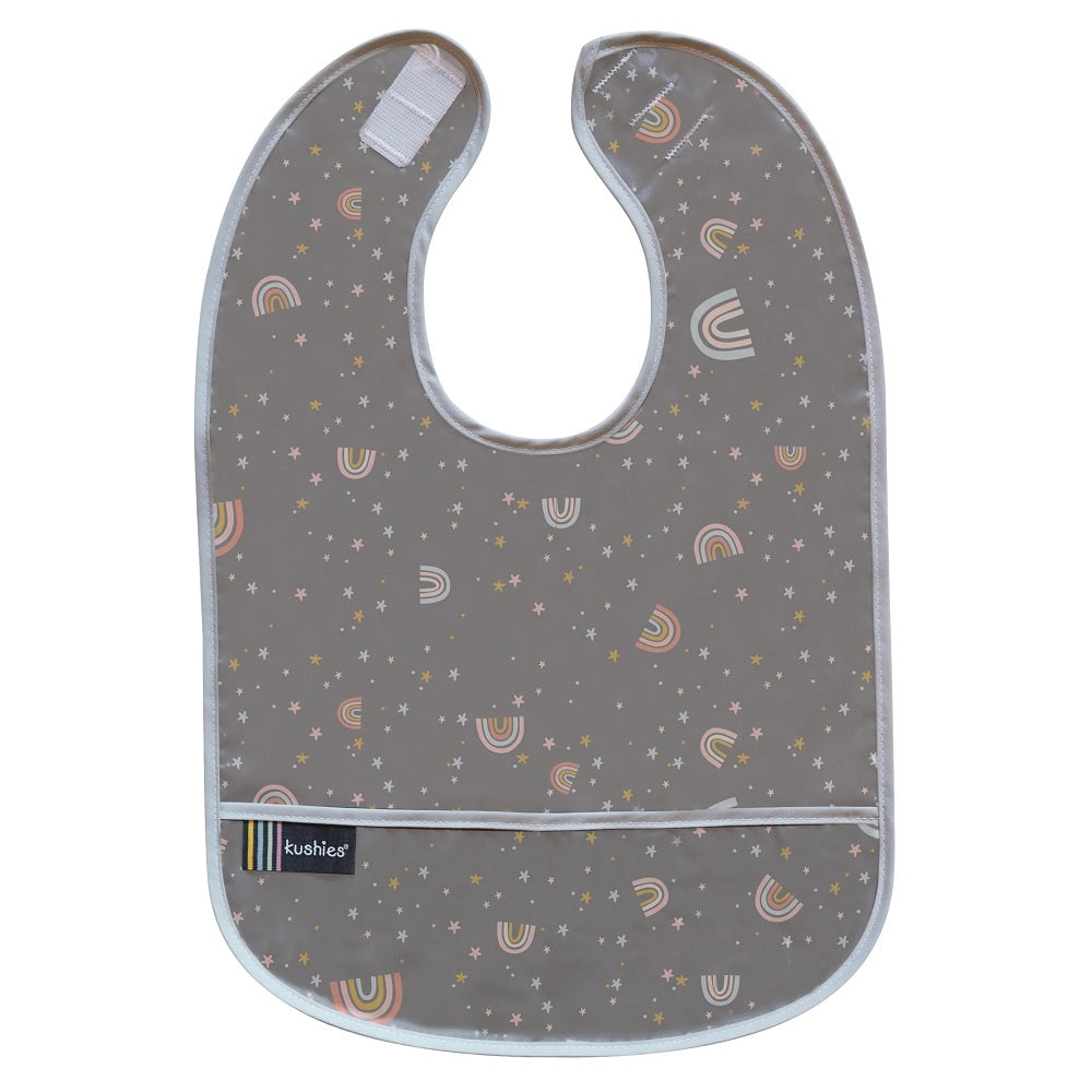 Kushies Cleanbib 6-12 Months (Charcoal Rainbow)-Feeding-Kushies-025876 CR-babyandme.ca