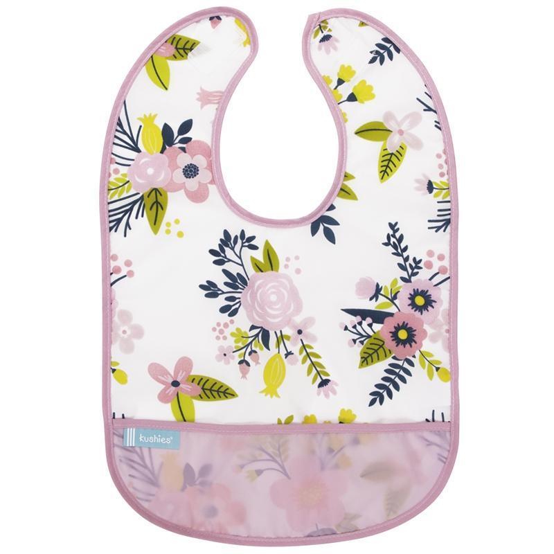 Kushies Cleanbib 6-12 Months (Pink Garden Flowers)-Feeding-Kushies-025876 FL-babyandme.ca