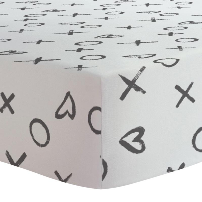 Kushies Crib Sheet (XO Black & White)-Nursery-Kushies-024712 BX-babyandme.ca