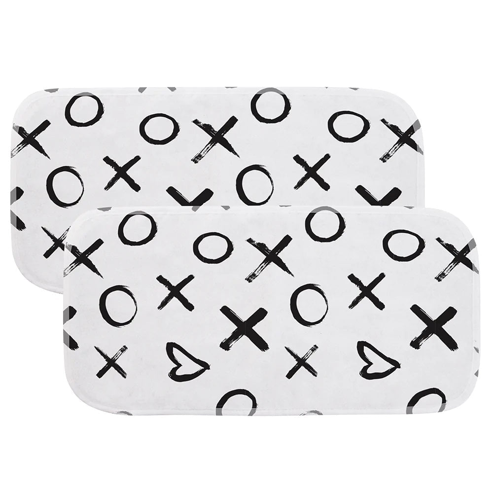 Kushies Flannel Burp Pads 2-Pack (Black & White XO)-Feeding-Kushies-031238 XO-babyandme.ca