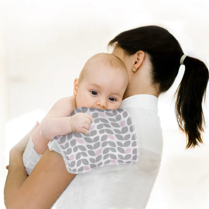Kushies Flannel Burp Pads 2-Pack (Grey Chevron/Grey Scribble Stars)-Feeding-Kushies-031238 CS-babyandme.ca