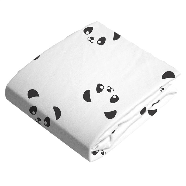 Kushies Flannel Fitted Change Pad Cover-Bath-Kushies-Pandas Black & White-025118 PD-babyandme.ca