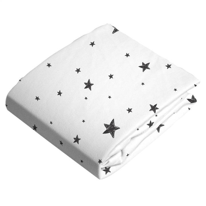 Kushies Flannel Fitted Change Pad Cover-Bath-Kushies-Scribble Stars Black & White-025118 SS-babyandme.ca