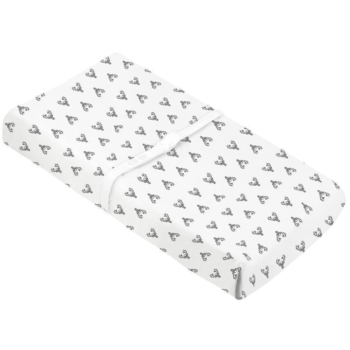 Kushies Flannel Fitted Change Pad Cover with Slits (Deer Black & White)-Bath-Kushies-025276 BD-babyandme.ca