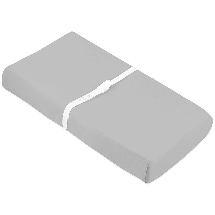 Kushies Flannel Fitted Change Pad Cover with Slits (Grey Solid)-Bath-Kushies-025276 GY-babyandme.ca