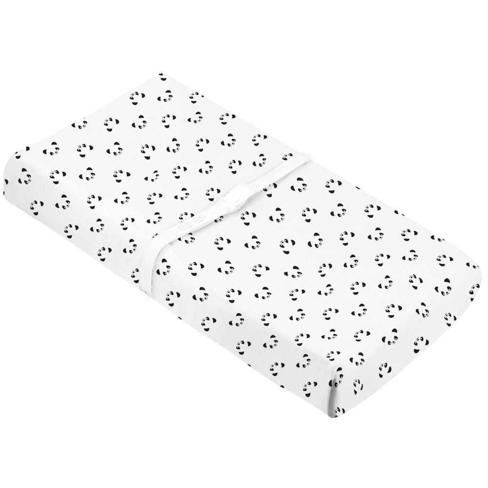 Kushies Flannel Fitted Change Pad Cover with Slits (Panda Black & White)-Bath-Kushies-025276 BP-babyandme.ca
