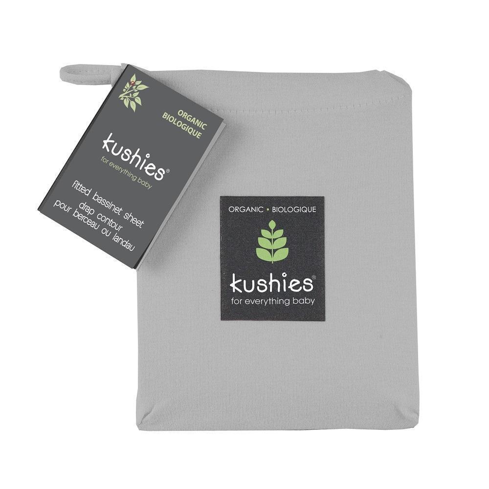 Kushies Organic Jersey Fitted Bassinet Sheet (Grey)-Nursery-Kushies-003780 GY-babyandme.ca