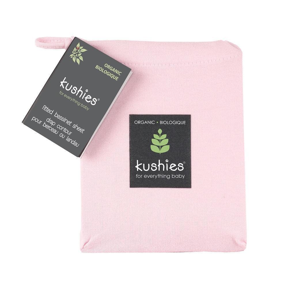 Kushies Organic Jersey Fitted Bassinet Sheet (Pink)-Nursery-Kushies-003780 PK-babyandme.ca
