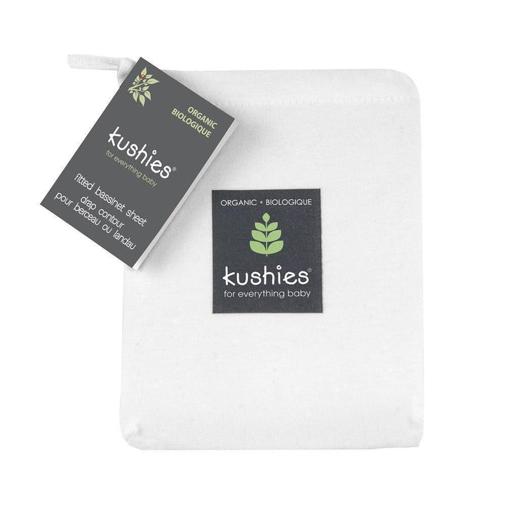 Kushies Organic Jersey Fitted Bassinet Sheet (White)-Nursery-Kushies-003780 WH-babyandme.ca