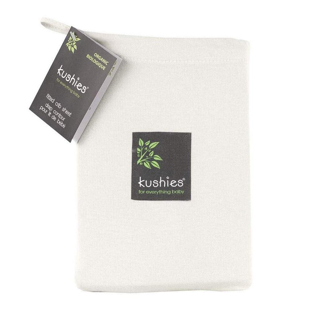 Kushies Organic Jersey Fitted Crib Sheet-Nursery-Kushies-Off White-003782 CR-babyandme.ca