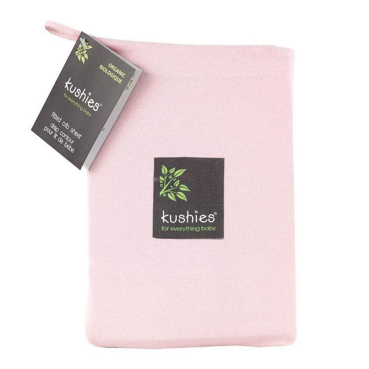 Kushies Organic Jersey Fitted Crib Sheet-Nursery-Kushies-Pink-003782 PK-babyandme.ca