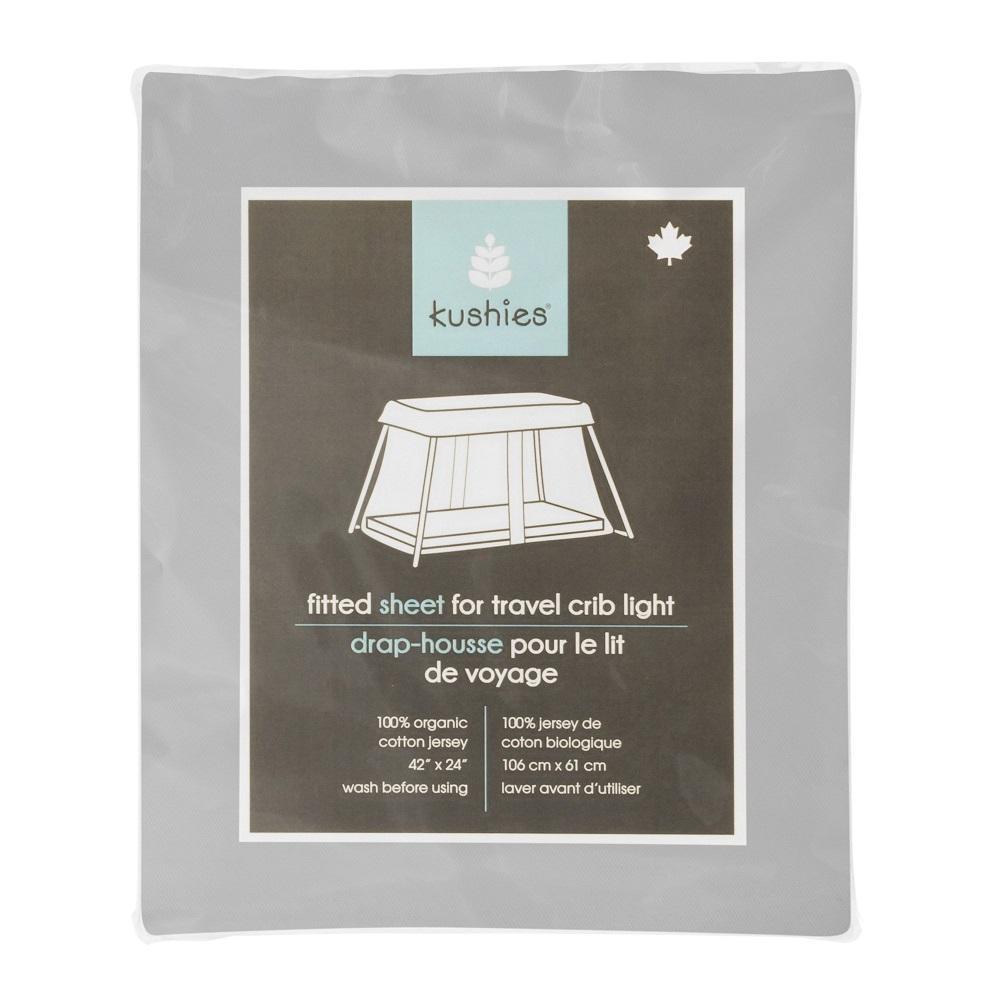 Kushies Organic Jersey Travel Lite Crib Sheet (Grey)-Nursery-Kushies-021019-babyandme.ca