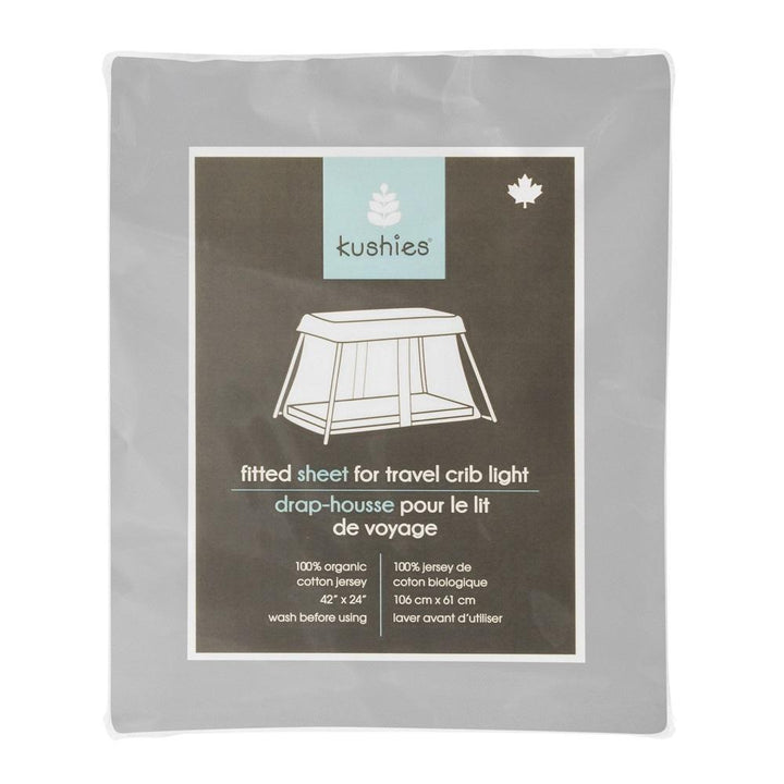 Kushies Organic Jersey Travel Lite Crib Sheet (Grey)-Nursery-Kushies-021019-babyandme.ca