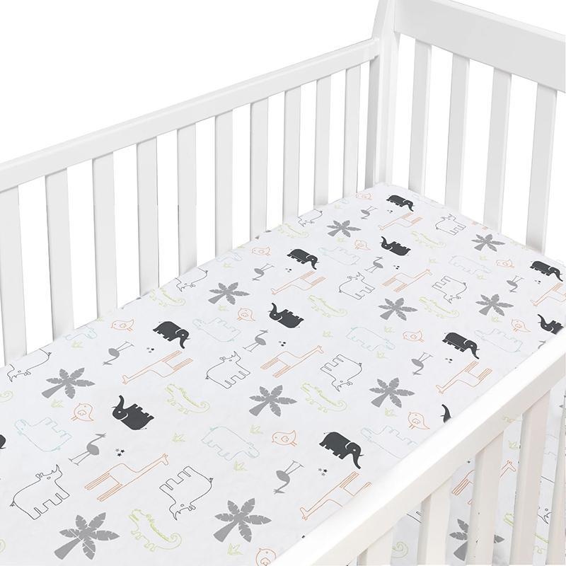 Kushies Percale Crib Sheet (Jungle Animals)-Nursery-Kushies-028181 JA-babyandme.ca