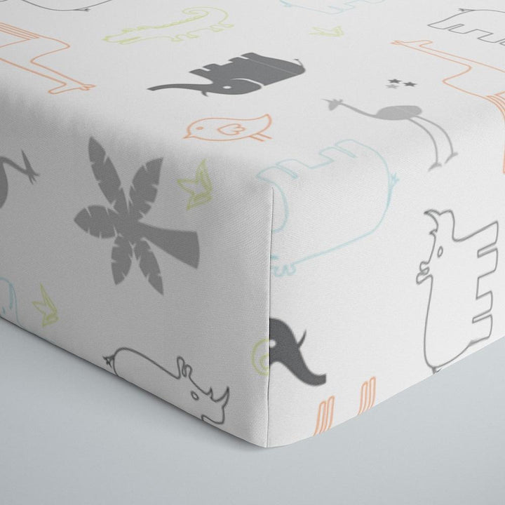 Kushies Percale Crib Sheet (Jungle Animals)-Nursery-Kushies-028181 JA-babyandme.ca