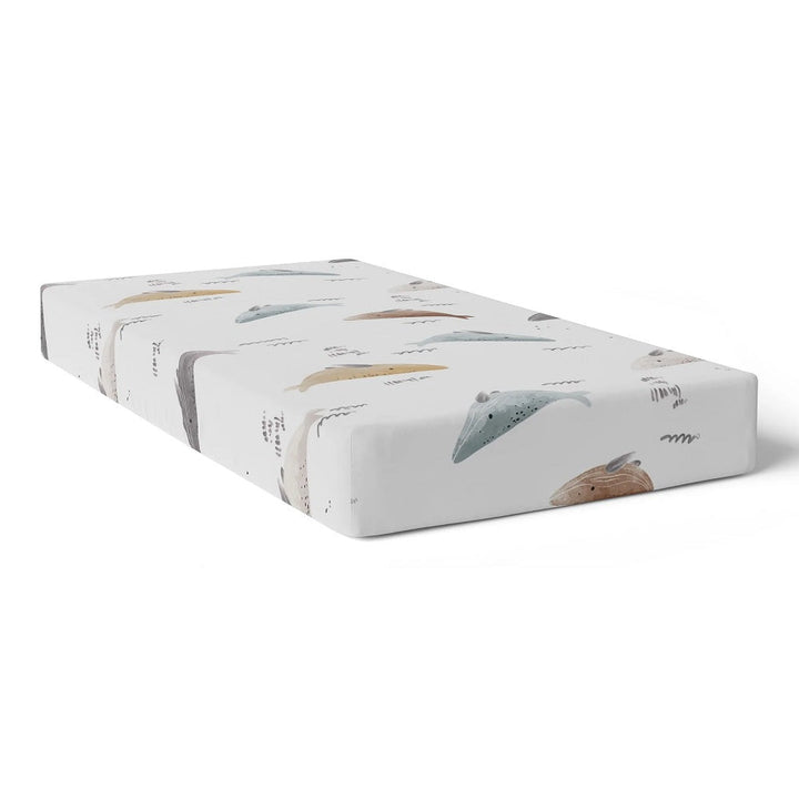 Kushies Percale Crib Sheet (Whale)-Nursery-Kushies-028181 WH-babyandme.ca