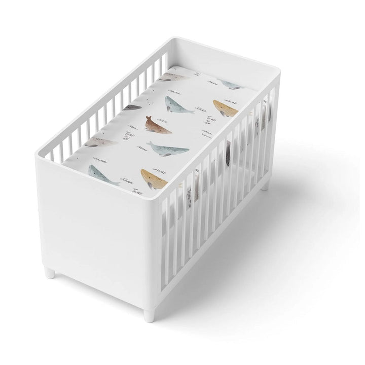 Kushies Percale Crib Sheet (Whale)-Nursery-Kushies-028181 WH-babyandme.ca