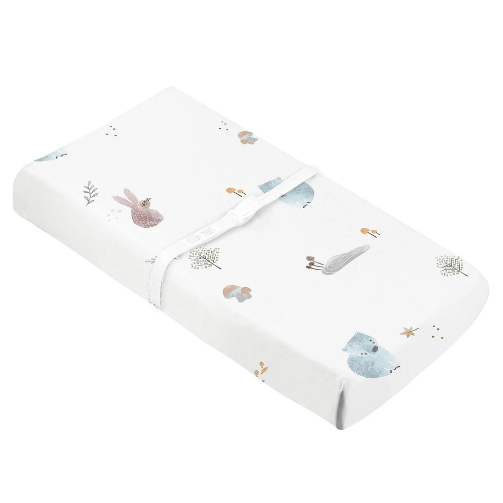 Kushies Percale Dream Changing Pad Cover with Slits (Forest)-Bath-Kushies-031077 FO-babyandme.ca