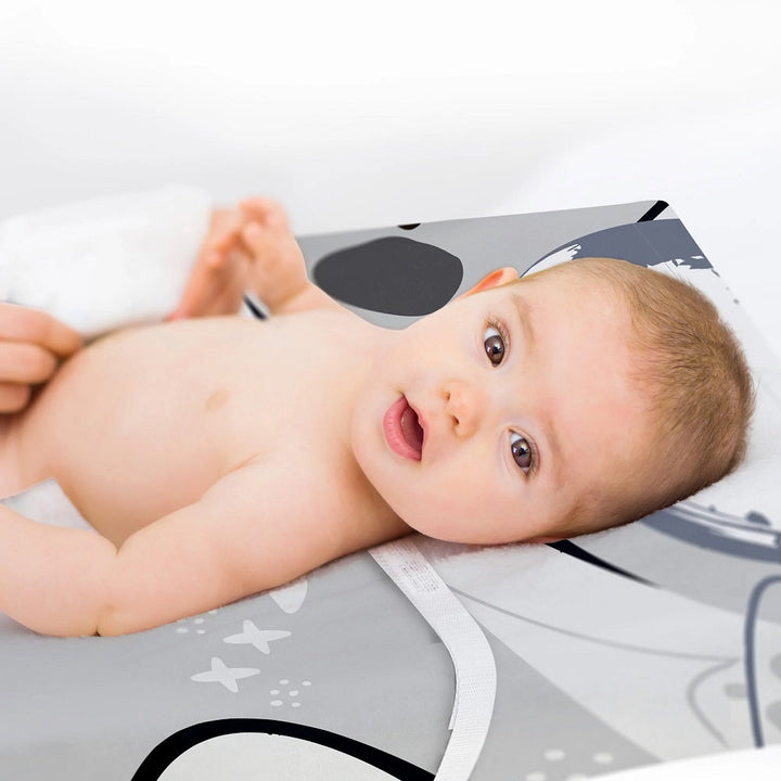 Kushies Percale Dream Changing Pad Cover with Slits (Space Blues)-Bath-Kushies-031077 SB-babyandme.ca