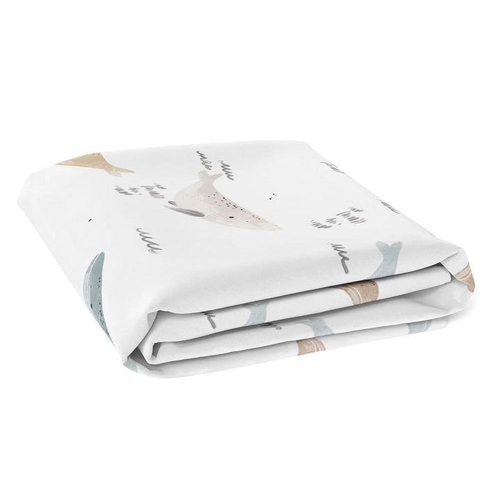 Kushies Percale Dream Changing Pad Cover with Slits (Whale)-Bath-Kushies-031077 WH-babyandme.ca