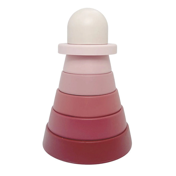Kushies SiliTower (Pink Multi)-Toys & Learning-Kushies-031667 PM-babyandme.ca