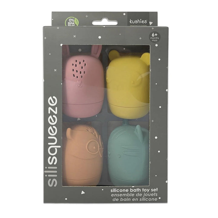 Kushies Silisqueeze Bath Toy 4-Pack (Multi)-Bath-Kushies-031663 MU-babyandme.ca