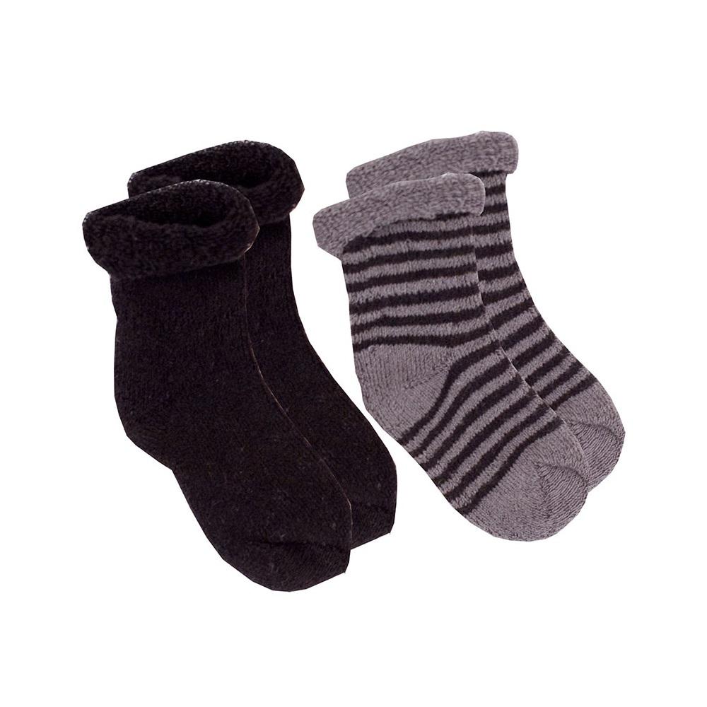 Kushies Terry Baby Socks 2-Pack (Black)-Apparel-Kushies--babyandme.ca