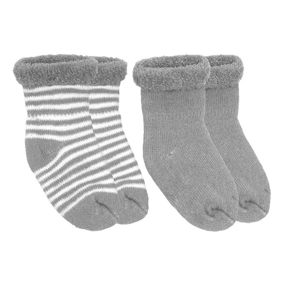 Kushies Terry Baby Socks 2-Pack (Grey)-Apparel-Kushies--babyandme.ca