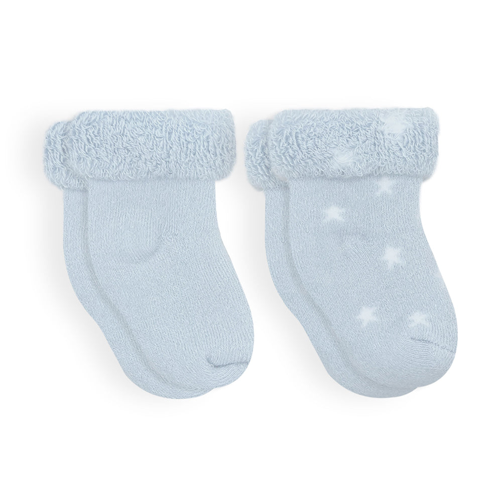 Kushies Terry Baby Socks 2-Pack (Ice Solid/Stars)-Apparel-Kushies--babyandme.ca