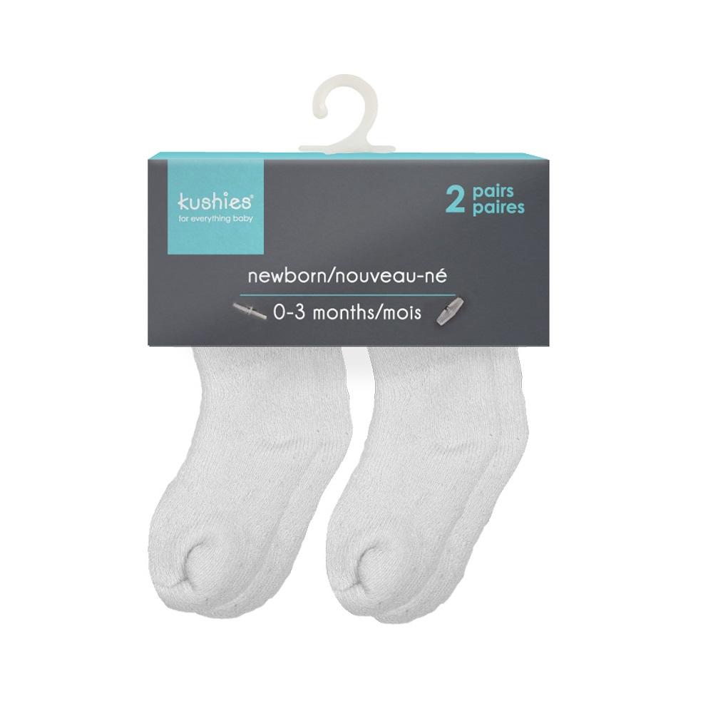 Kushies Terry Baby Socks 2-Pack (White)-Apparel-Kushies--babyandme.ca