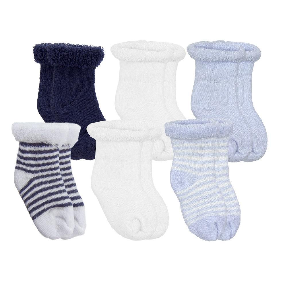Kushies Terry Baby Socks 6-Pack (Blue)-Apparel-Kushies--babyandme.ca