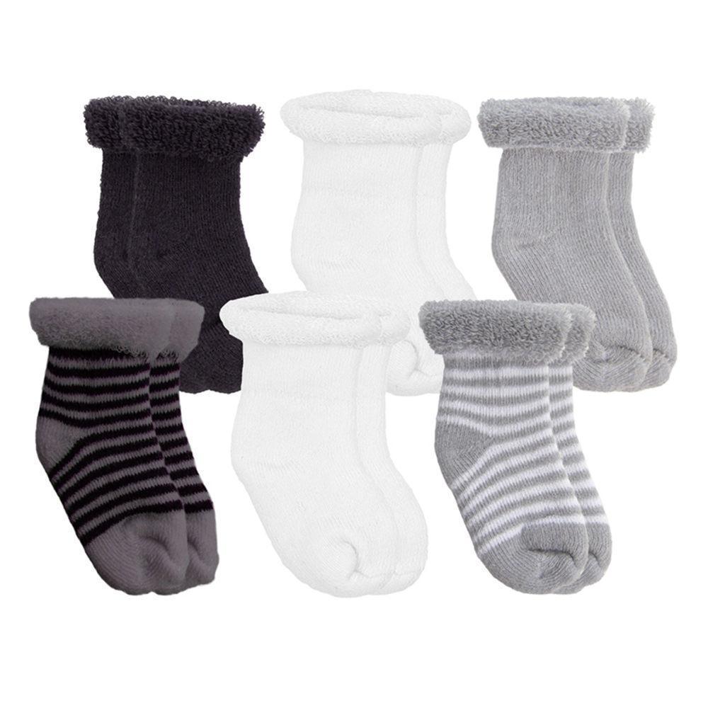 Kushies Terry Baby Socks 6-Pack (Grey)-Apparel-Kushies--babyandme.ca