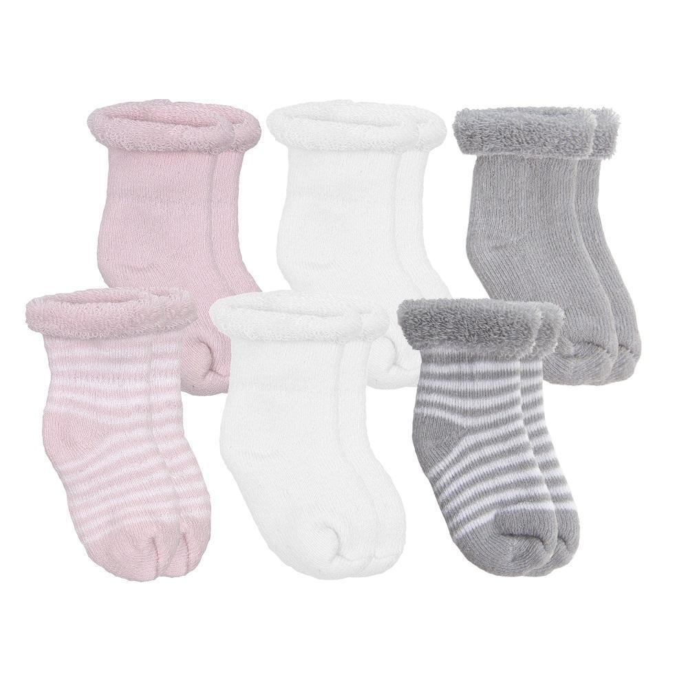 Kushies Terry Baby Socks 6-Pack (Pink)-Apparel-Kushies--babyandme.ca