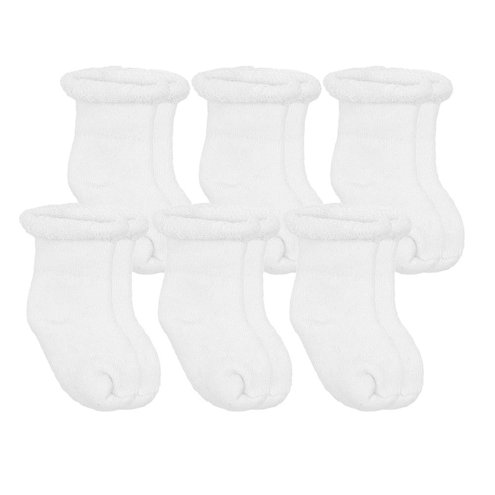Kushies Terry Baby Socks 6-Pack (White)-Apparel-Kushies--babyandme.ca
