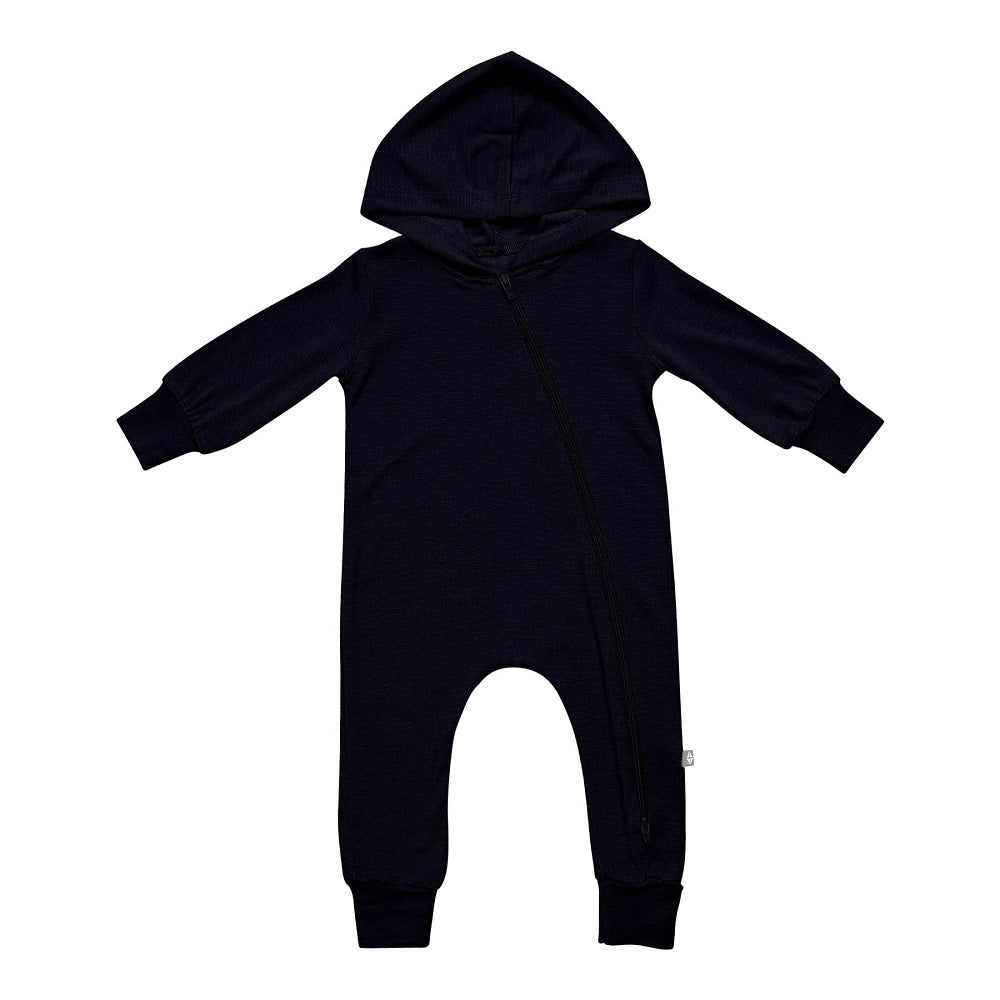 Kyte Baby Bamboo Jersey Hooded Zippered Romper (Midnight)-Apparel-Kyte Baby--babyandme.ca