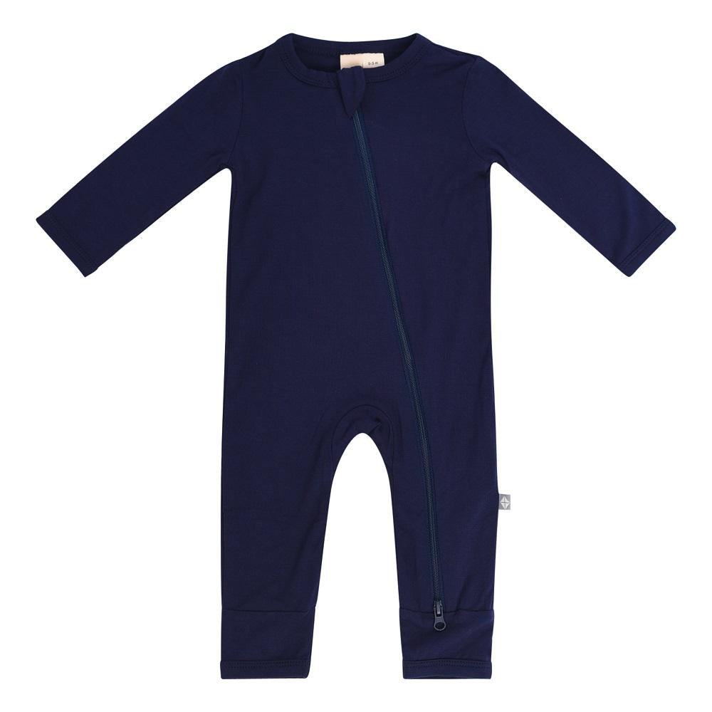 Kyte Baby Long Sleeve Zippered Romper (Navy)-Apparel-Kyte Baby--babyandme.ca