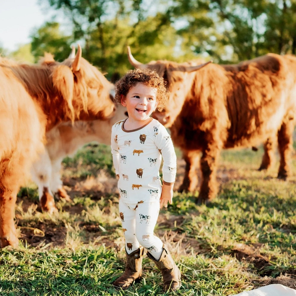 Kyte Baby Printed Long Sleeve Toddler Pajama Set (Moo)-Apparel-Kyte Baby--babyandme.ca