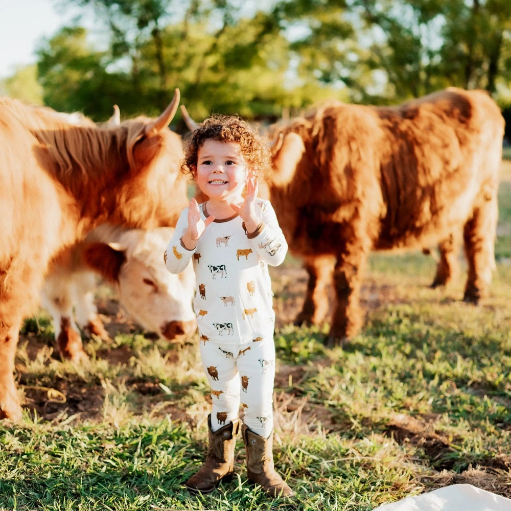 Kyte Baby Printed Long Sleeve Toddler Pajama Set (Moo)-Apparel-Kyte Baby--babyandme.ca