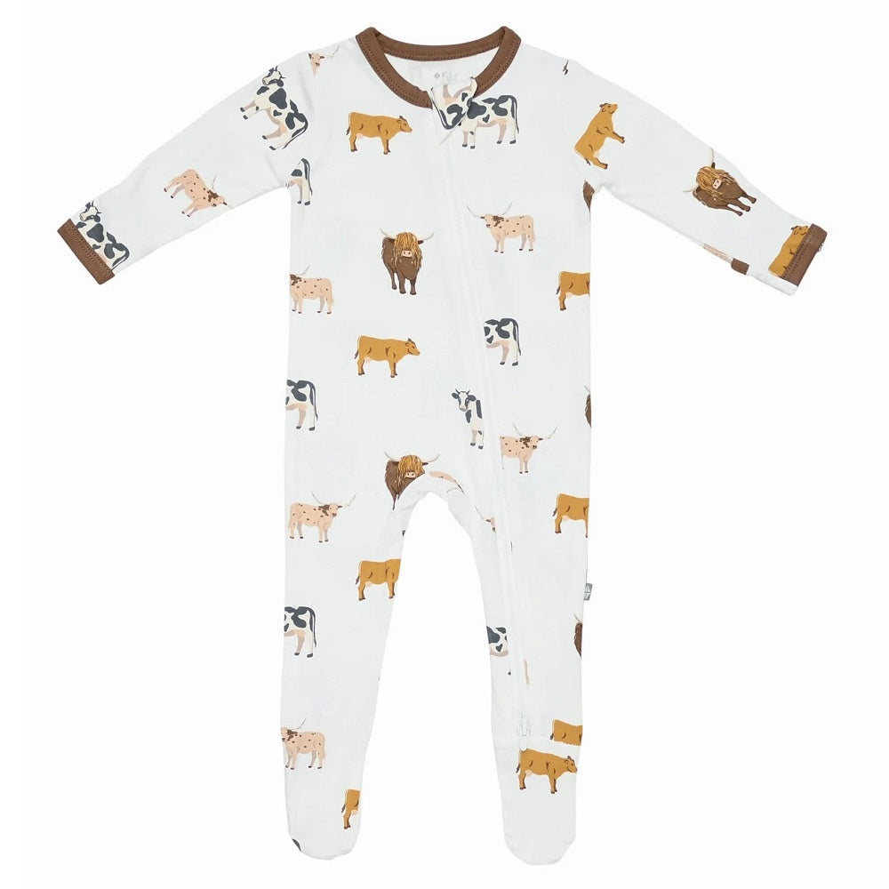 Kyte Baby Printed Zippered Footie (Moo)-Apparel-Kyte Baby--babyandme.ca