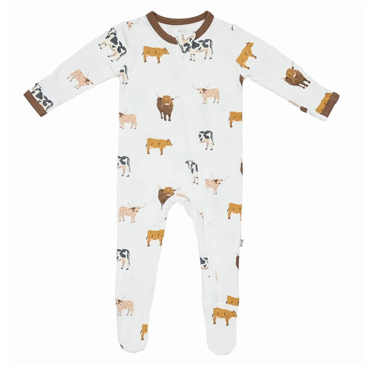 Kyte Baby Printed Zippered Footie (Moo)-Apparel-Kyte Baby--babyandme.ca